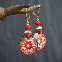 Boucles d'oreilles - Cabochon Rouge
